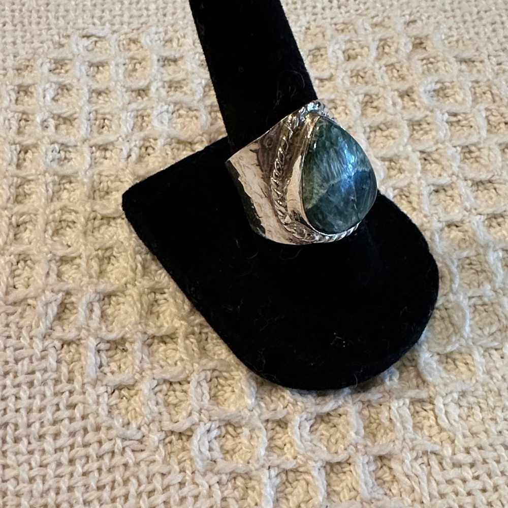 Russian Seraphinite Solid Sterling Ring - image 2